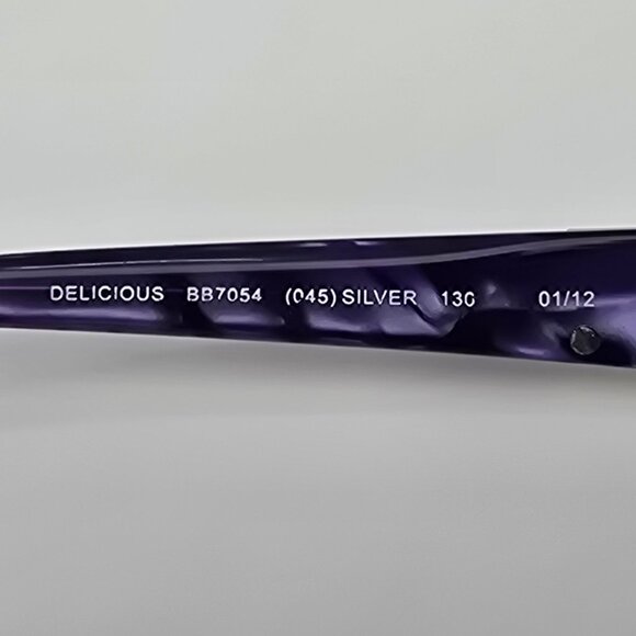 Bebe BB7054 Delicious Silver Purple Cheetah Print Frame Purple Lens Sunglasses - Picture 8 of 13